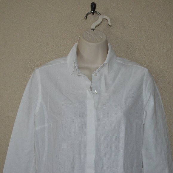 Sz 4 Dion Lee White Textured Cotton Long Sleeve Blouse - Picture 2 of 7